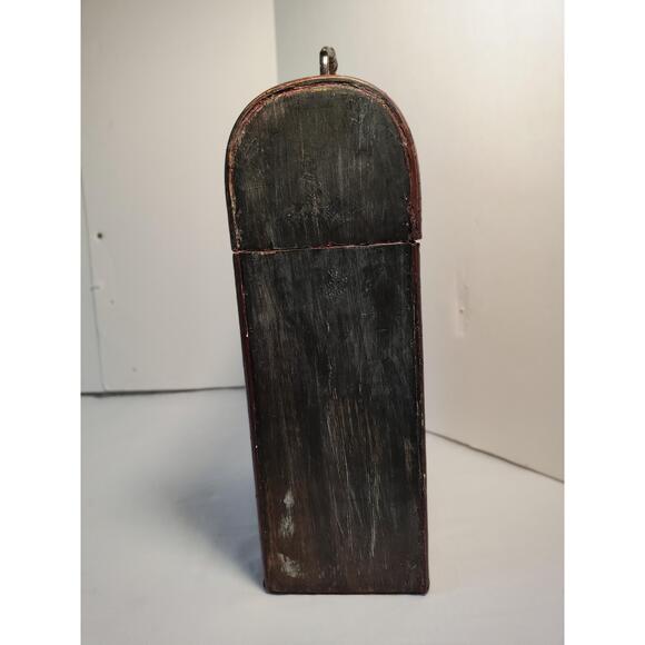 Unbranded 2 Bottle Wine Box Wood Distressed Curved Case With Handle - Picture 3 of 16